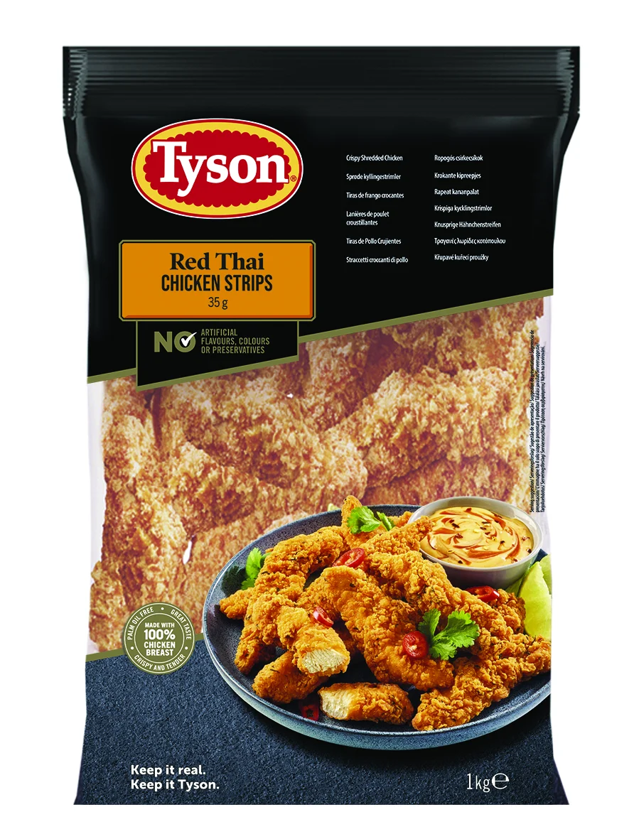 Tiras de pollo Red Thai Tyson - bolsa producto congelado picante